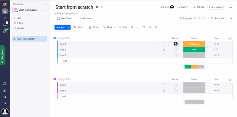 monday.com Software Dashboard