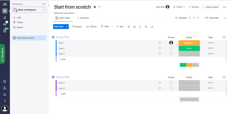 monday.com Software Dashboard