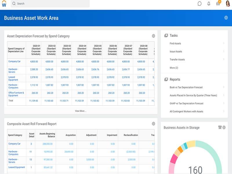 Workday Financial Management Business Asset Work Area