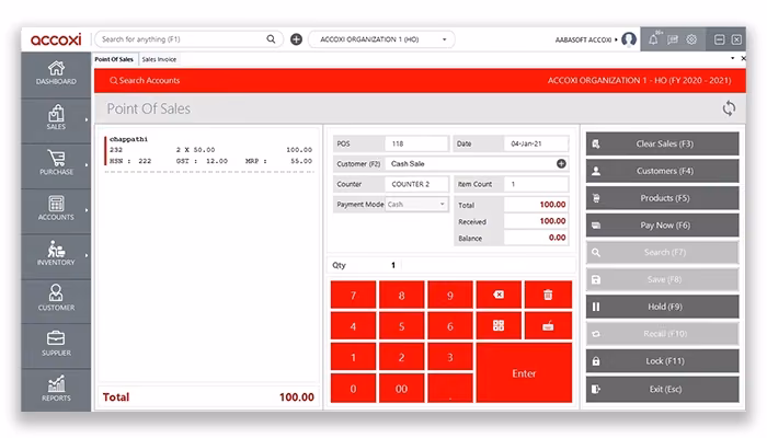 ACCOXI provide Point Of Sale system to the users