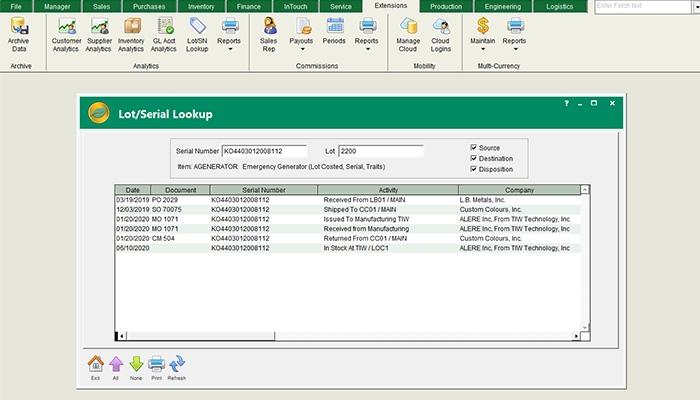 ALERE ERP Full Lot Traceability