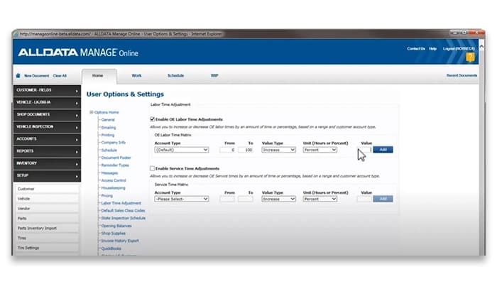 ALLDATA labor time adjustment