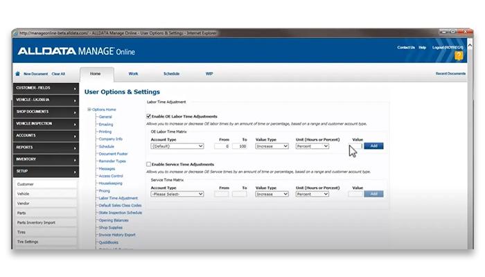 ALLDATA labor time adjustment