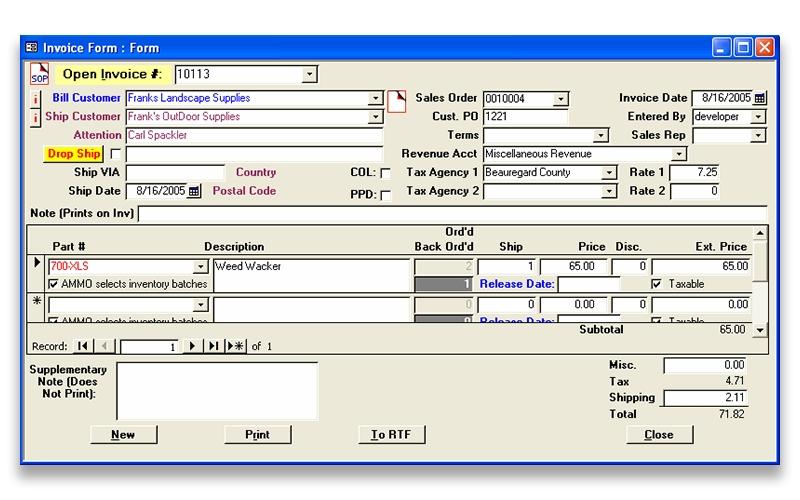 AMMO Invoice