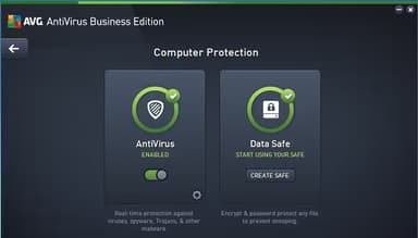 AVG Antivirus Business Edition Enable AntiVirus for real-time protection and protect data with Data Safe