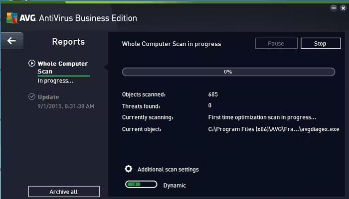 AVG Antivirus Business Edition View progress of computer scans