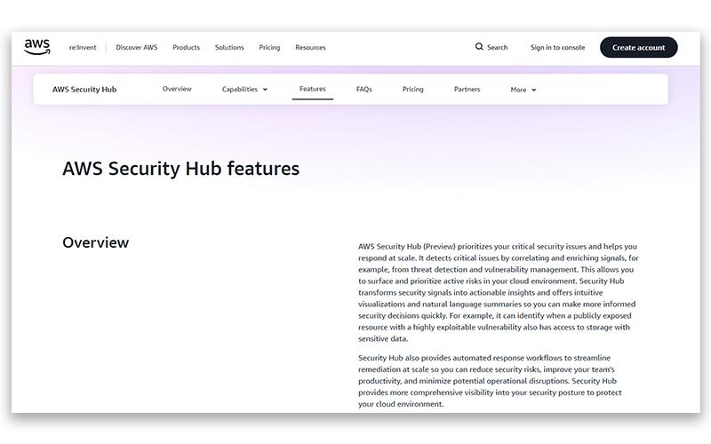 AWS Security Hub Features