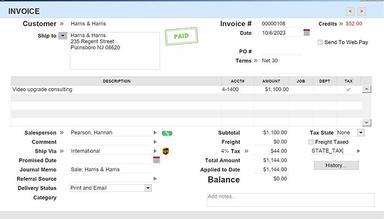 AccountEdge Invoice