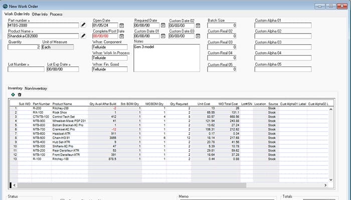 AcctVantage ERP Flexible Bill of Materials