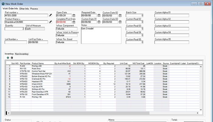 AcctVantage ERP Flexible Bill of Materials