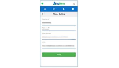 Acefone phone setting