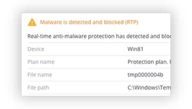 Acronis Cyber Protect Cloud Malware Blocked