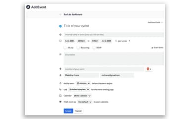 AddEvent Creating an Event