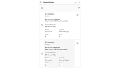 Afosto Fulfilment App Shipments PDA