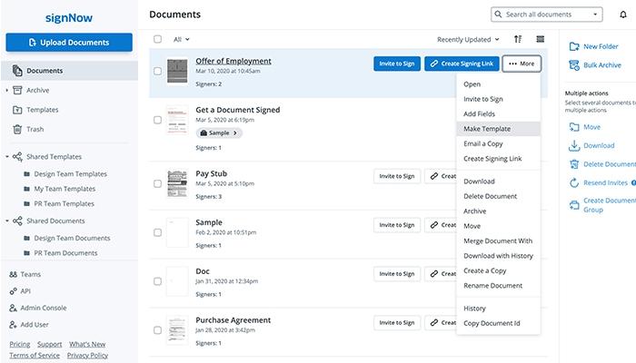 AirSlate SignNow Dashboard