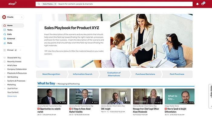 Allego Sales Enablement Sales Content Management