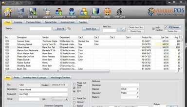 AmberPOS Inventory by SKU management