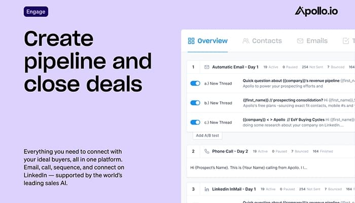 Apollo.io Create pipeline and close deals