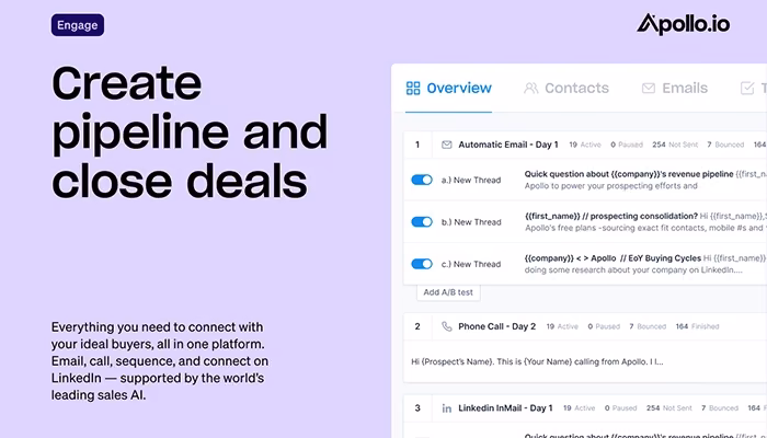 Apollo.io Create pipeline and close deals