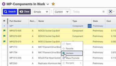 Aras Innovator search grid components
