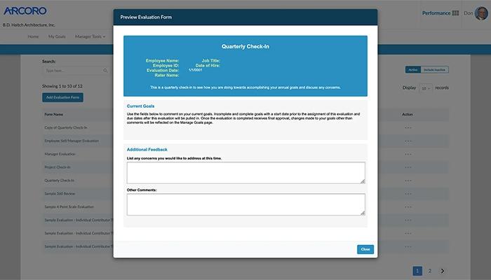 Arcoro configure evaluation timeframes for succession planning