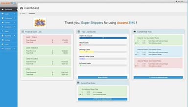 AscendTMS Logistics Software Dashboard
