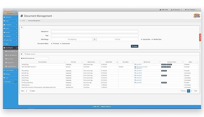 AscendTMS Logistics Software Document Management