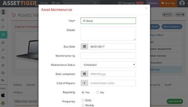 AssetTiger maintenance