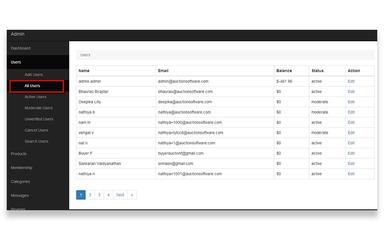Auction Software Managing Users