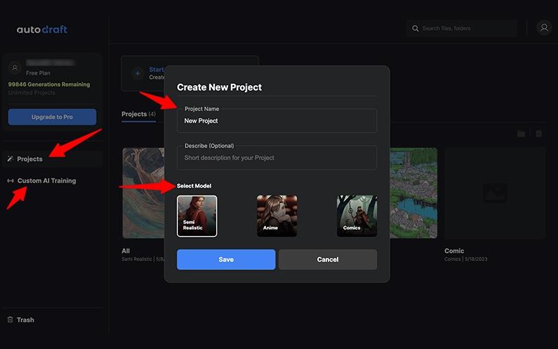 Autodraft Create New Project