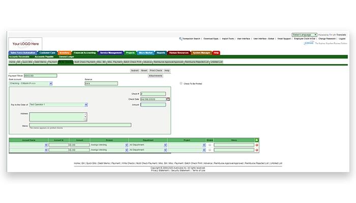 Averiware Integrated Invoicing