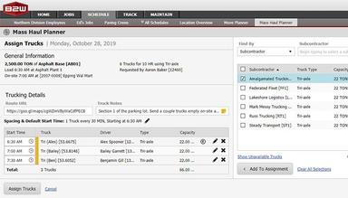 Schedule - Mass Haul Planner