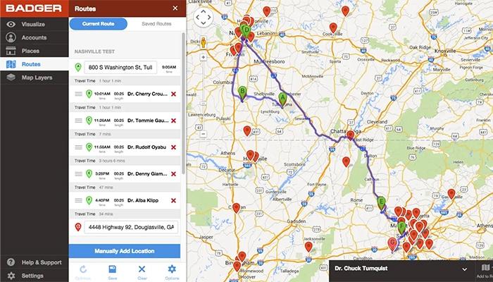 Badger Maps Route