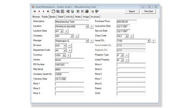 Bassets eDepreciation Asset Information