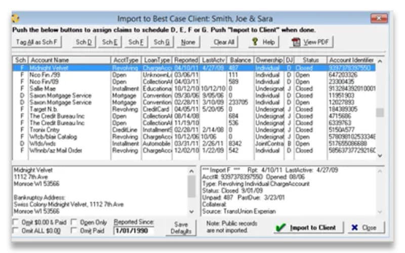 Best Case Client Data