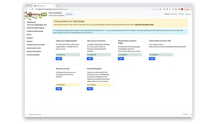 BiddingOwlcom Dashboard