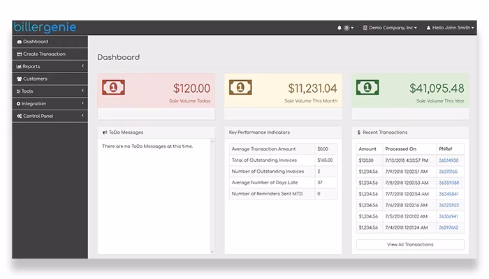Biller Genie dashboard