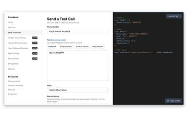 Bland AI Senf Test Call