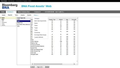 Bloomberg Tax Fixed Assets Setup