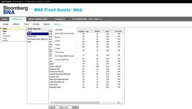 Bloomberg Tax Fixed Assets Setup