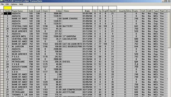 Blue Skies Accounting View and Edit GL Transactions