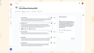 Boardable customizable agenda templates