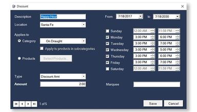 BrewPOS happy hour pricing