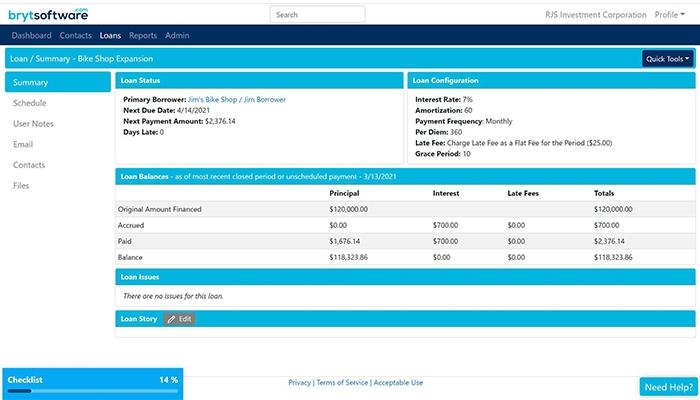 Brytsoftware Loan Summary Page