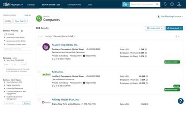 D&B Hoovers Build Targeted Lists With