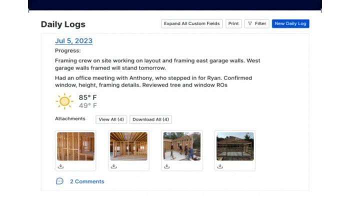 BuilderTrend Daily Logs