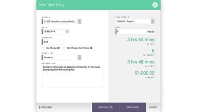 CARET Legal New Time Entry