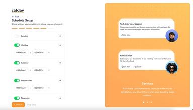 Calday Software Schedule Setup