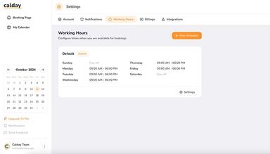 Calday Software Scheduling Settings