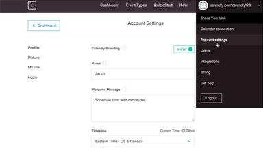 Calendly account settings